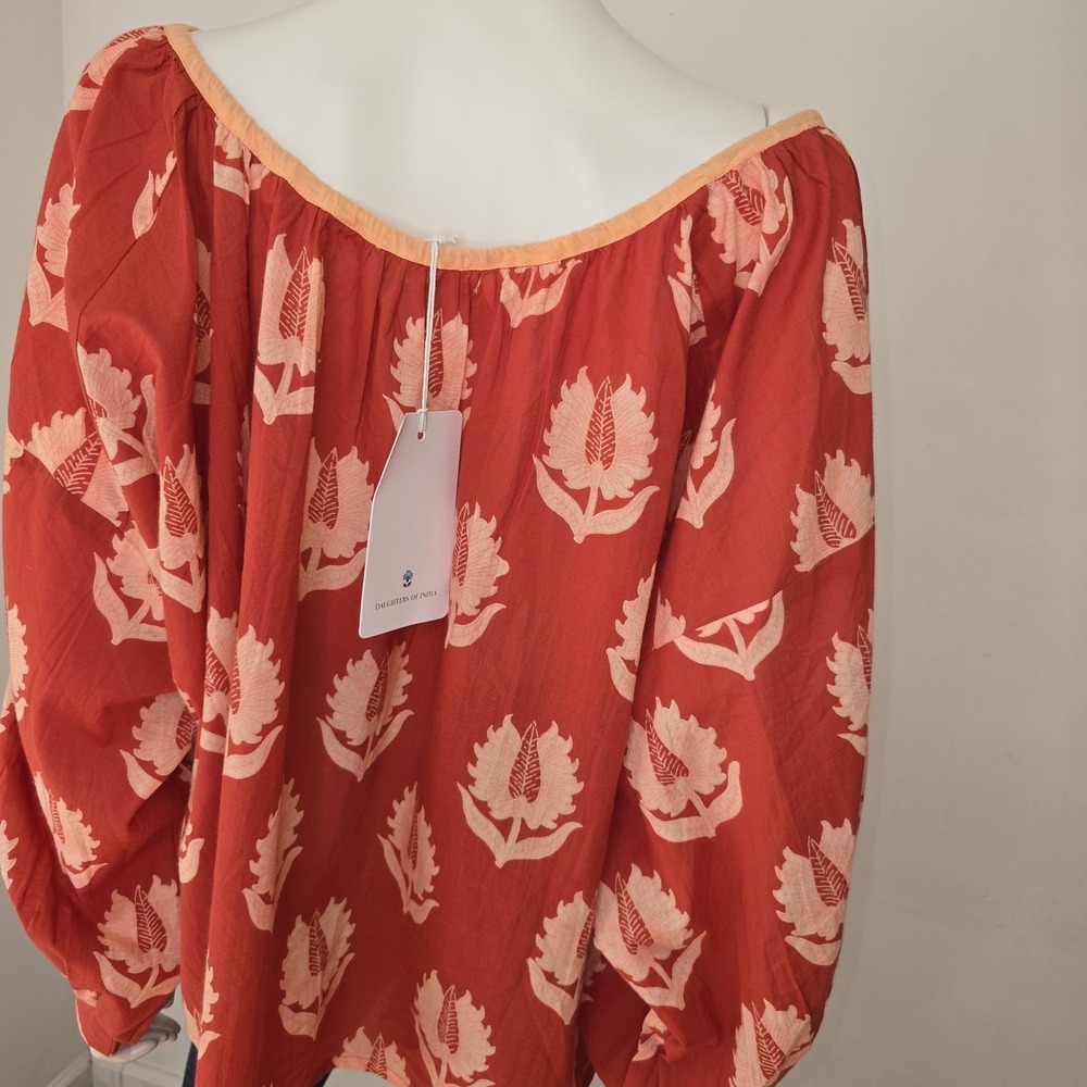 Daughters of India Ria Blouse Size S Oversized Scoop Neck Billow Sleeve NWT - Picture 8 of 13